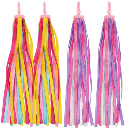 2 Par Cykelstreamers Styrlindor Barn Scooter Toppar Barn Flickor Pojkar Cykelstyre Leksak (Gul Rosa, Lila Rosa)
