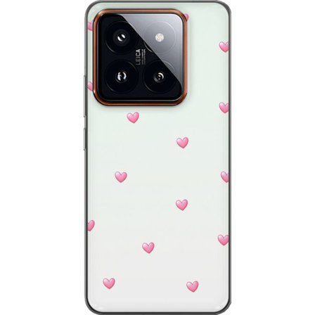 Kompatibelt Mobildeksel til Xiaomi Xiaomi 14 Pro Minimalistiskt mønster med rosa hjerter på lys bakgrunn, søtt og enkelt design for mobildeksler, p