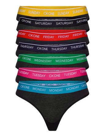 Thong 7Pk Stringtrosa Underkläder Svart Calvin Klein