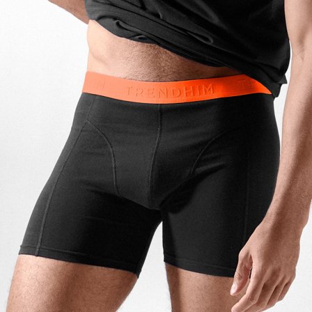 FlexFeel | Black Cotton Boxer Briefs with Neon Orange Waistband for Men - Boxers