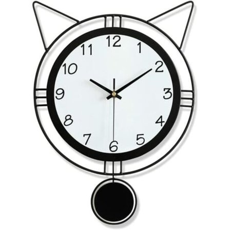 Væg ur, kreativitet katteøre formet pendul ur lydløs batteridrevet nøjagtig tid metal kvarts vægur til Ki