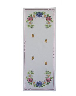 Stickpackung Läufer Blumenkranz & Schmetterlinge