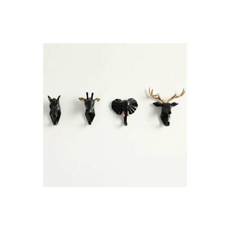 Pakke med 4 kleskroker Dyrekroker Garderobe Nøkkelholder Vegg Hylle (Svart)