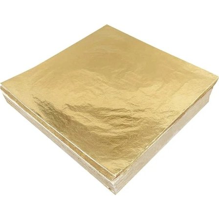 200 ark bladguldsimitationer 14 x 14 cm bladguld til kunst, forgyldning, håndværk, malerier, boligindretning (guld, 200 ark)