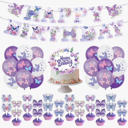 /EA/Direkte salg fra fabrikk lilla sommerfugl bursdagsfest papirtallerken temafest dekorasjonssett tilpassede festartikler 24 cupcake-sett
