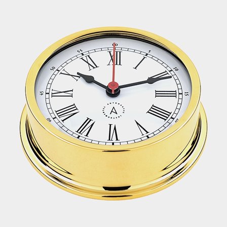 Reloj náutico Autonautic Pacific R120D-R, Ø110/120 mm, latón chapado en oro, con números romanos