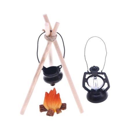 1/12 Nukkekodin leirisetti maiseman sisustus DIY Mini-leirintäsetti mikro-maisemaan Polttopuusetti