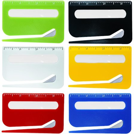 6-delt brevåpner, konvoluttkutter med skala og forstørrelsesglass, egnet for kontorarbeidere og studenter for å åpne konvolutter.