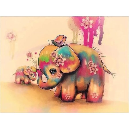 5D Diamantmålningssatser för vuxna djur Elefant efter siffror, D