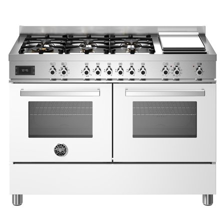 Bertazzoni PRO126G2EBIT Professional gasspis, 120 cm, 6 brännare och dubbelugn samt stekbord, vit | Vitvaror > Spisar > Gasspis | Bagaren och Kocken