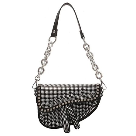 Damväska Trend Högkvalitativ Tjock Kedja Ljusa Diamanter Lyxiga Designer Crossbody Väskor Mode Sadelväska