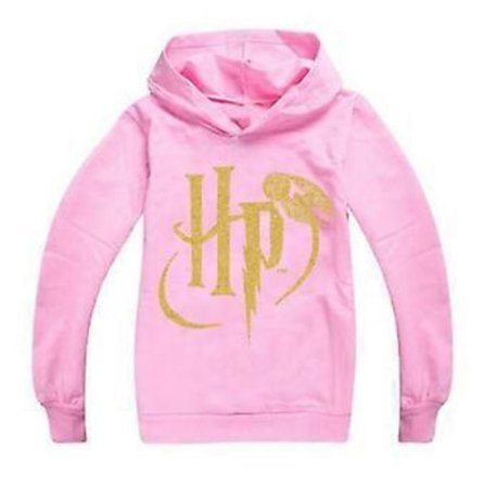 Hogwarts Harry Potter Trykt Børne Hoodie til Drenge og Piger Casual Langærmet Hættetrøje Trøje Jumper Tops (11-12 År Pink)