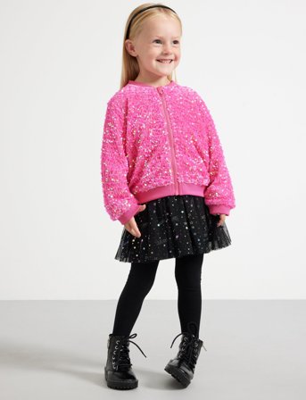 Lindex Skirt Mesh Rainbow Stars - Black - 92