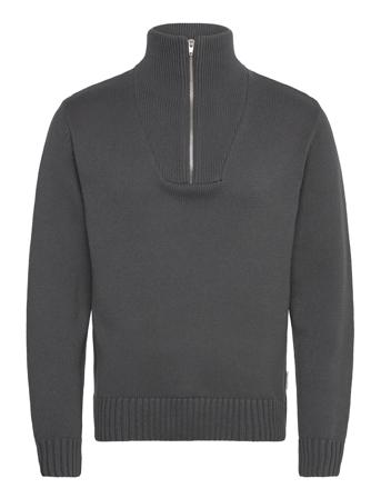 Jorfrederiksberg Knit Half Zip Tops Knitwear Half Zip Jumpers Grey Jack & J S