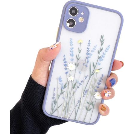 Kompatibel med iPhone 11 för flicka kvinna, blommigt blommönster, smal design, skyddande hårt PC-baksida med mjukt stötsäkert TPU-