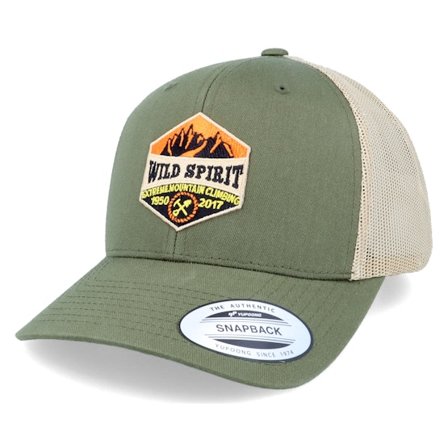 Wild Spirit - Zelená trucker Kšiltovka - Extreme Mountain Climbing Olive/Khaki Trucker @ Hatstore