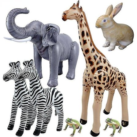 Stor simulert sjiraff sebra jungeldyr oppblåsbar ballong elefant kanin frosk skog safari bursdagsfest dekorasjon (FMY)