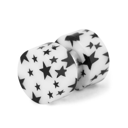 8mm Black & White Star Magnetic Earring for Men