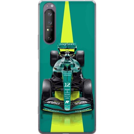 Yhteensopiva Puhelinkuori Sony Sony Xperia 1 II Aston Martinin Formula 1 -auto vihreässä kilpailumuotoilussa, jossa on moderni studiosentuntma