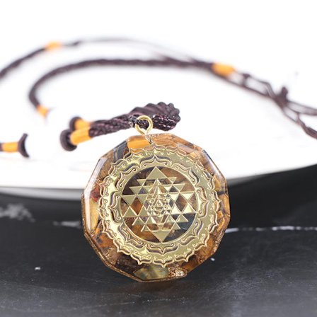 Orgonite Natural Tiger''''s Eye Stone Seven Chakra Pendant Neck