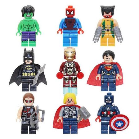 9 stk Superhelt Avengers Minifigur Byggesett