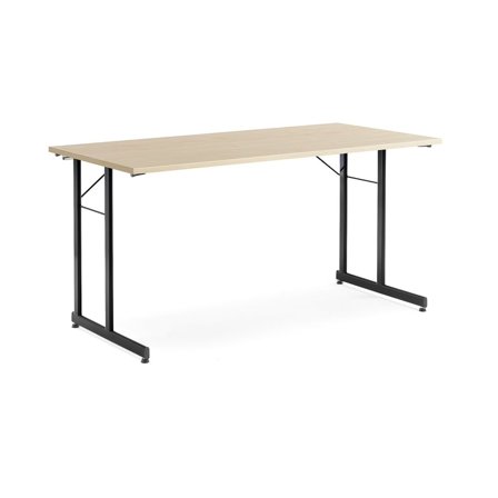 Office folding table CLAIRE, 1400x700x720 mm, birch, black