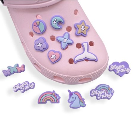 13 st Skoberlocker Tillbehör Dekorationer Regnbågsko Blomma S