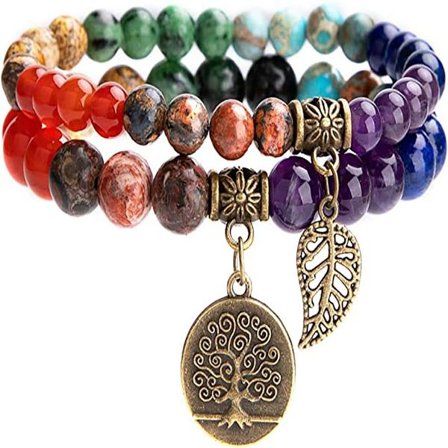 Naturlig kristallhealingstenar armband dubbel chakra armband KLB