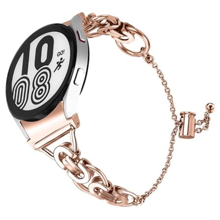 Pärldekorerat klockarmband i rostfritt stål med skarvar för Samsung Galaxy Watch 4 - Roséguld