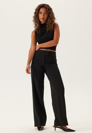 Bubbleroom - Soft Suit Wide Trousers - Black - Kläder
