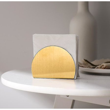 Triangulär servetthållare i rostfritt stål, servetthållare, servetthållare, guld servetthållare för köksbänk, middagsbord (guld)