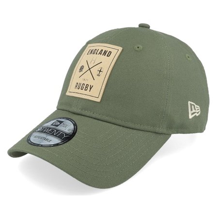 New Era - Groen unconstructed Cap - England Rugby Canvas 9TWENTY Olive Dad Cap @ Hatstore