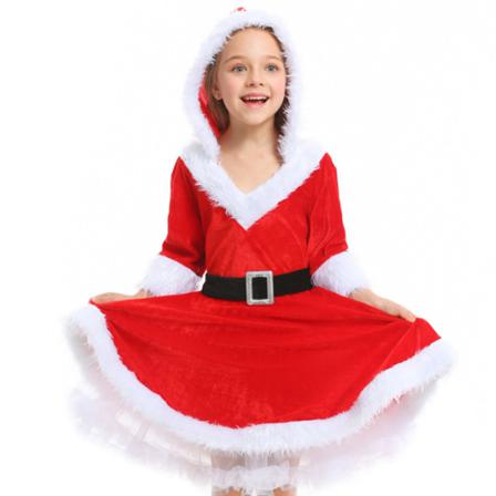 Flickor Jultomten Sparkle Hood Röd Klänning Xl