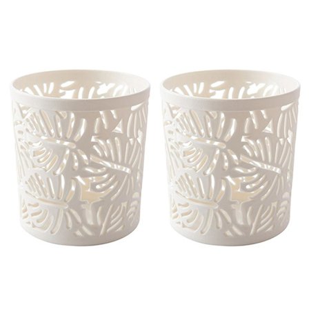 Skrivbordsförvaring Rund ihålig lövdesign Pennblyhållare Organizer Korg, 10,5*10cm, 2st