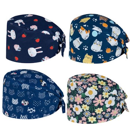 4-pack Bouffant Scrub Cap, Andningsbara Justerbara Arbetsmössor, Un