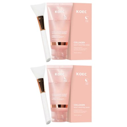 1-3 st Kollagen Peel-Off Mask Över Natten Återfuktande, Kollagen Över Natten Inpackning Peel-Off Ansiktsmask med Borste, Återfuktande & 