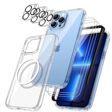 iPhone 14 Pro Max [9-PACK] 6x karkaistu lasi + 1x silikonikuori Transparent iPhone 14 Pro Max (6.7)