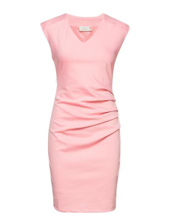 India V-Neck Dress Knelang Kjole Rosa Kaffe