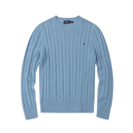 Polo Ralph Høst/Vinter Rund Hals Kabelstrikket Genser Casual Ull Pullover - Blå - Størrelse S
