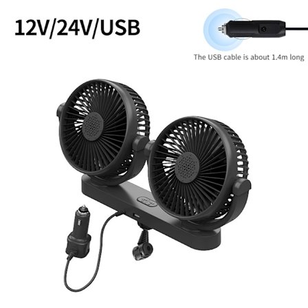 Bil USB Elektrisk Vifte 12V24V Kjøling for Kjøretøy-Dobbel Vifte Seterygg (Ett Stykke)