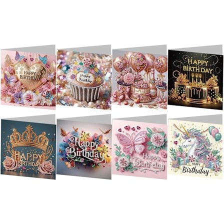 Handgjorda Diamantkonst Julhälsningskort Set, 12/8/6/4 Pack, DIY Semesterkort