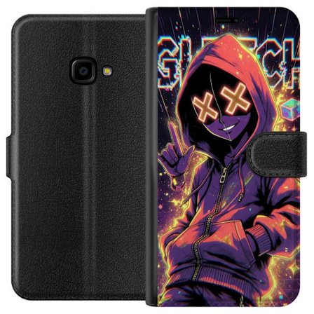 Kompatibelt Plånboksfodral till Samsung Samsung Galaxy Xcover 4 Cyberpunk-inspirerad hoodie-karaktär med neon, glitch-effekter och mask, futuristisk