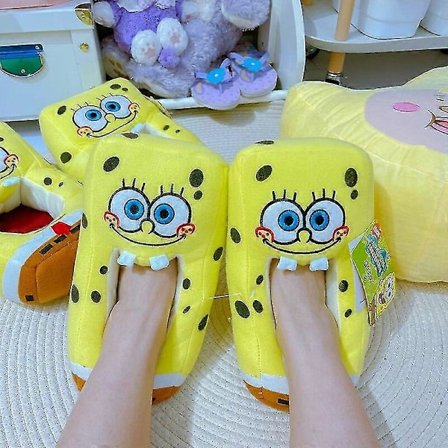 Svampebob Firkant Vinter Sutsko Kreative Kvinder Varme Plys Hjemmesko Skridsikre Termiske Bløde Lydløse Bomuldssko Gaver