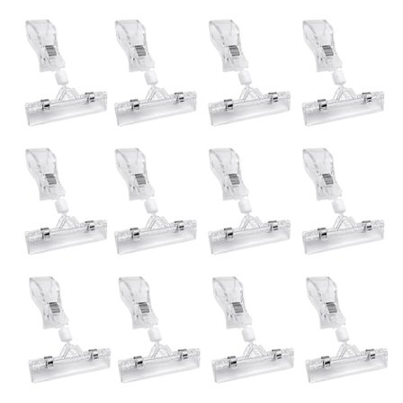 12 stk. Roterende Prislapp Display Klemmer Holder Klar Varemerke Skilt Klemmer Prislapp Display Stativ (LGL)