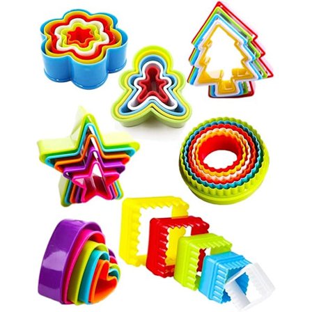 Kakekuttersett med rund form, stjerne- og hjerteformede kakekuttere