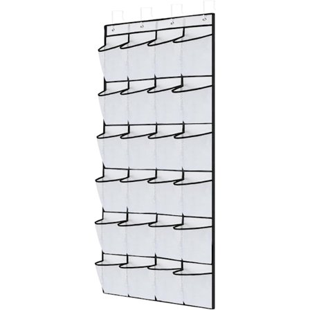24 store lommer over dør skooppbevaring arrangør henger skooppbevaring mesh henger skooppbevaring henger skohylle for menn kvinner, hvit