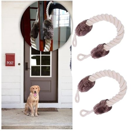 2-pak - Tandtråd til kæledyr - Brun - 6*4*4 cm - Dørstopperwire - Anti-kollision og anti-klem dørhåndtag