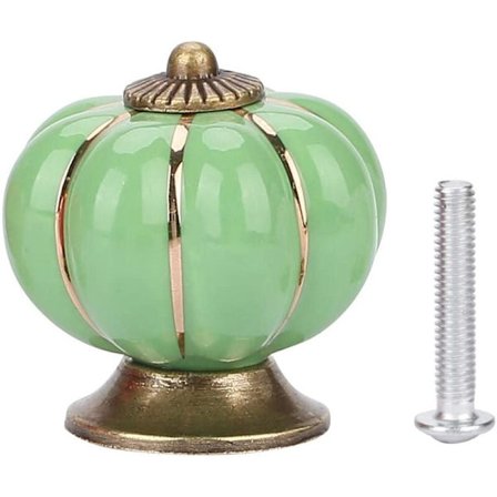Grønn Keramisk Møbelknapp 40mm Vintage Gresskar Skap Møbel