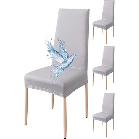 4 kappaletta vedenpitäviä tuolinpäällisiä (vaaleanharmaa), ruokailutuolin liukueste