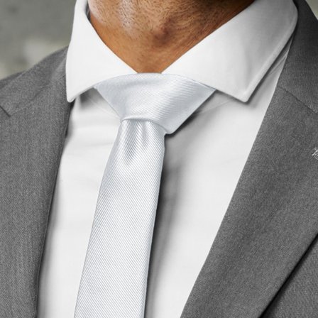 6 cm White Grosgrain Skinny Tie for Men - Solid color neckties